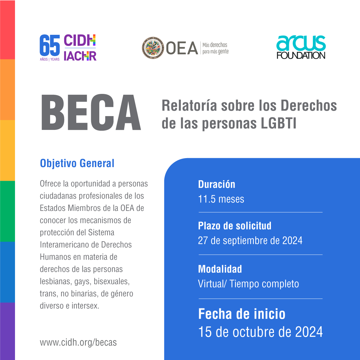 Beca para la Relatoría sobre los Derechos de las personas LGBTI período 2024-2025